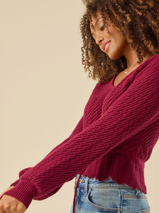 Addie Scalloped Hem Sweater Detail 3 - TULLABEE