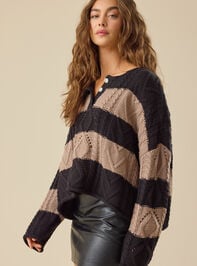 Hailey Striped Henley Sweater Detail 3 - TULLABEE