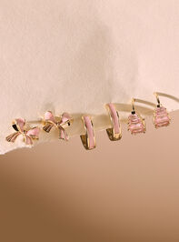 18K Gold Pink Bow Mini Hoop Set - TULLABEE