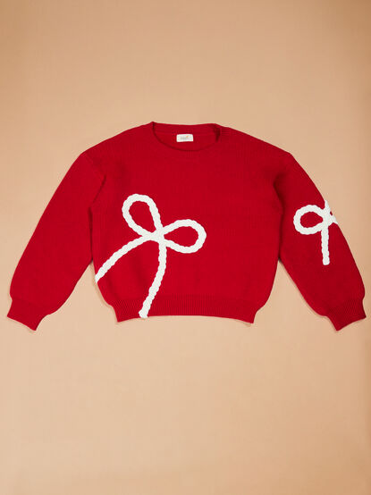 Braided Bow Christmas Sweater - TULLABEE