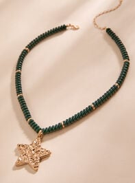 Hammered Star Beaded Necklace - TULLABEE