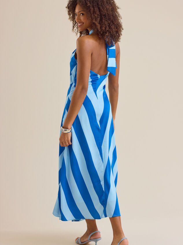 Landon Striped Satin Maxi Dress Detail 5 - TULLABEE