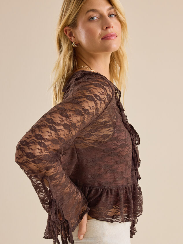 Luna Lace Tie Front Blouse Detail 4 - TULLABEE