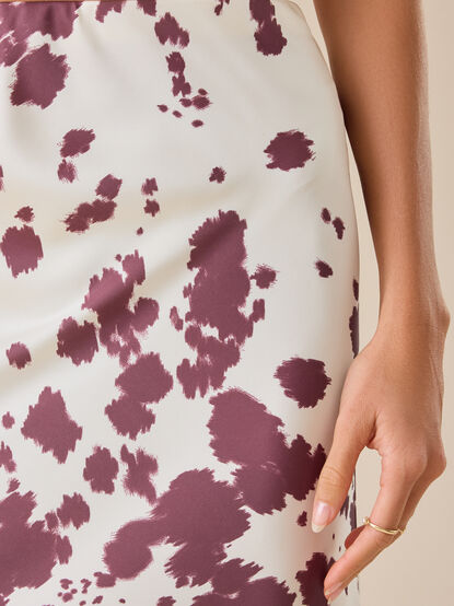 Cow Print Satin Midi Skirt - TULLABEE