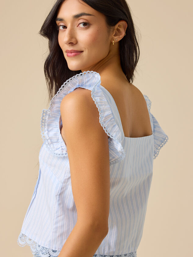 Kaelynn Stripe Button Front Top Detail 3 - TULLABEE