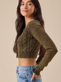 Claudia Scalloped Cable Cardigan Detail 4 - TULLABEE
