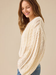 Milly Open Weave Cable Knit Sweater Detail 2 - TULLABEE
