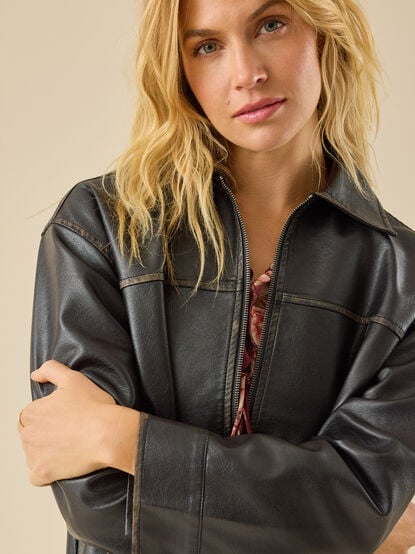 Mireya Vegan Leather Jacket - TULLABEE