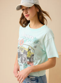 Hibiscus Jeep Cropped Graphic Tee Detail 3 - TULLABEE