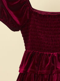 Adela Tiered Velvet Youth Dress Detail 4 - TULLABEE
