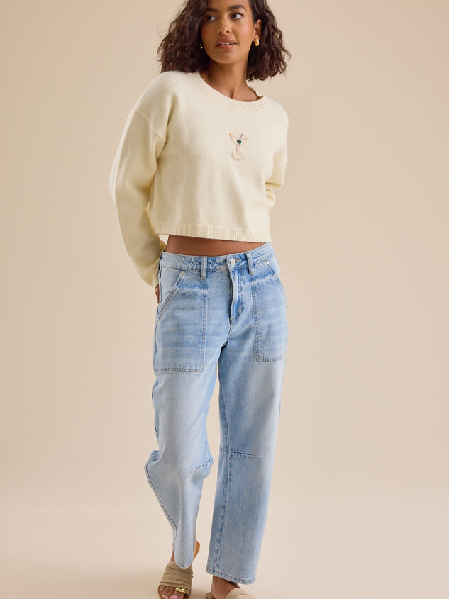 Cherish Beaded Martini Cropped Sweater Detail 4 - TULLABEE