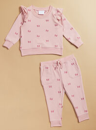 Mia Embroidered Bows Sweatshirt and Jogger Set - TULLABEE