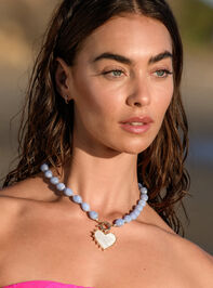 Heart Blue Bead Necklace - TULLABEE