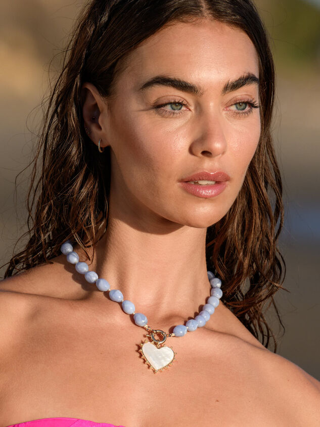 Heart Blue Bead Necklace - TULLABEE