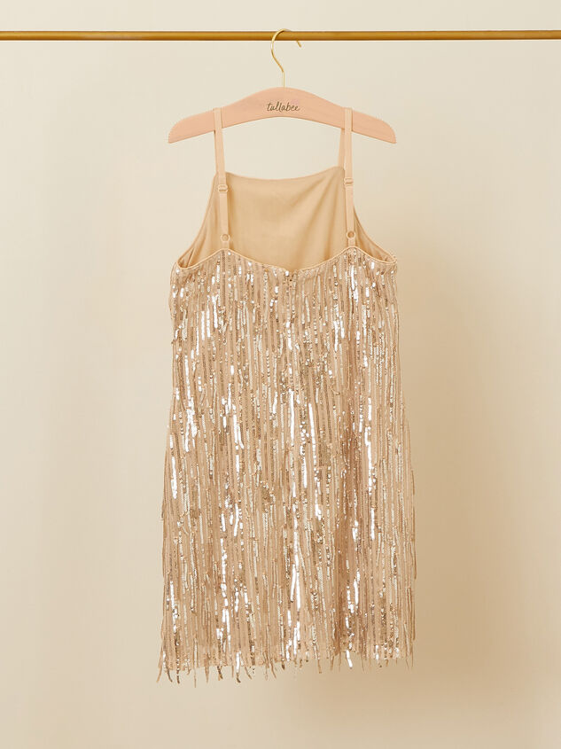 Arabella Fringe Sequin Youth Dress Detail 3 - TULLABEE