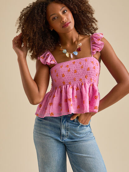 Margot Embroidered Babydoll Top - TULLABEE