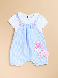 Bunny Striped Romper with Collared Top Set - TULLABEE