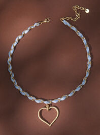 Fabric Open Heart Necklace Detail 2 - TULLABEE