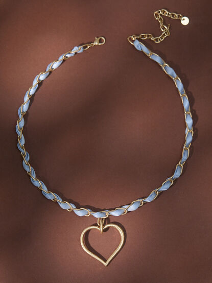 Fabric Open Heart Necklace - TULLABEE