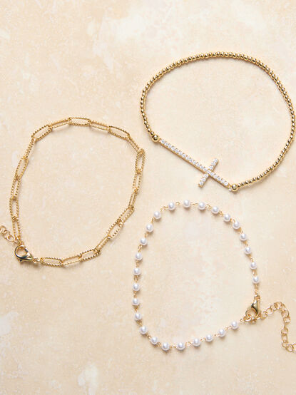 18K Gold Cross Bracelet Set - TULLABEE