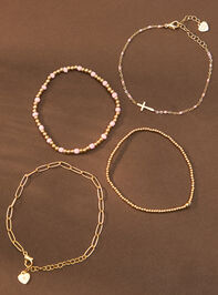 Gold Cross Bracelet Set Detail 2 - TULLABEE