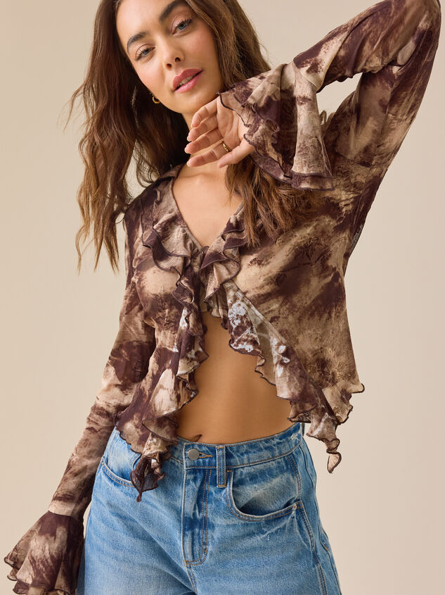 Kyra Ruffle Tie-Front Top - TULLABEE