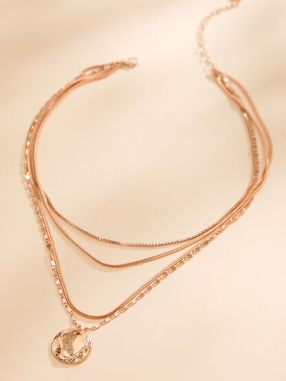 Layered Hammered Coin Necklace - TULLABEE