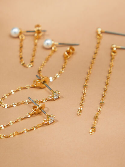 18K Gold Skylar Chain Earring Set - TULLABEE