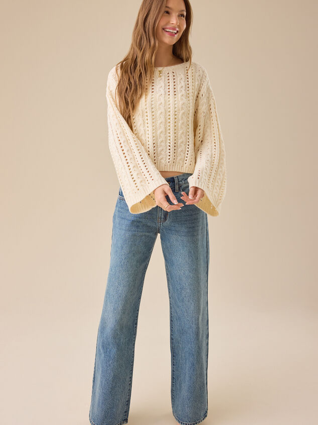 Milly Open Weave Cable Knit Sweater Detail 4 - TULLABEE