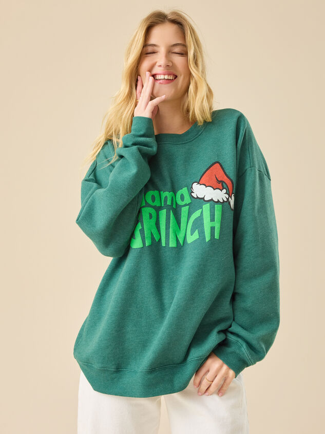 Mama Grinch Sweatshirt Detail 3 - TULLABEE