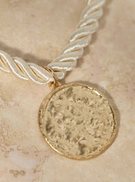 Twisted Cord Hammered Coin Necklace Detail 2 - TULLABEE