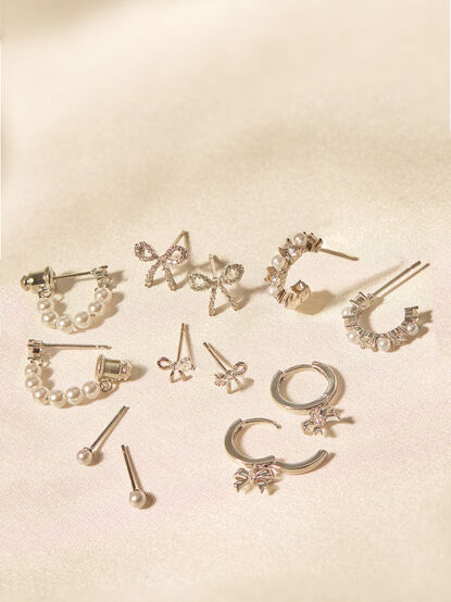 Bow Mini Hoop Earring Set - TULLABEE
