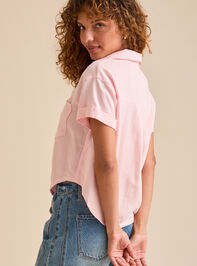Courtney Crop Linen Shirt Detail 5 - TULLABEE