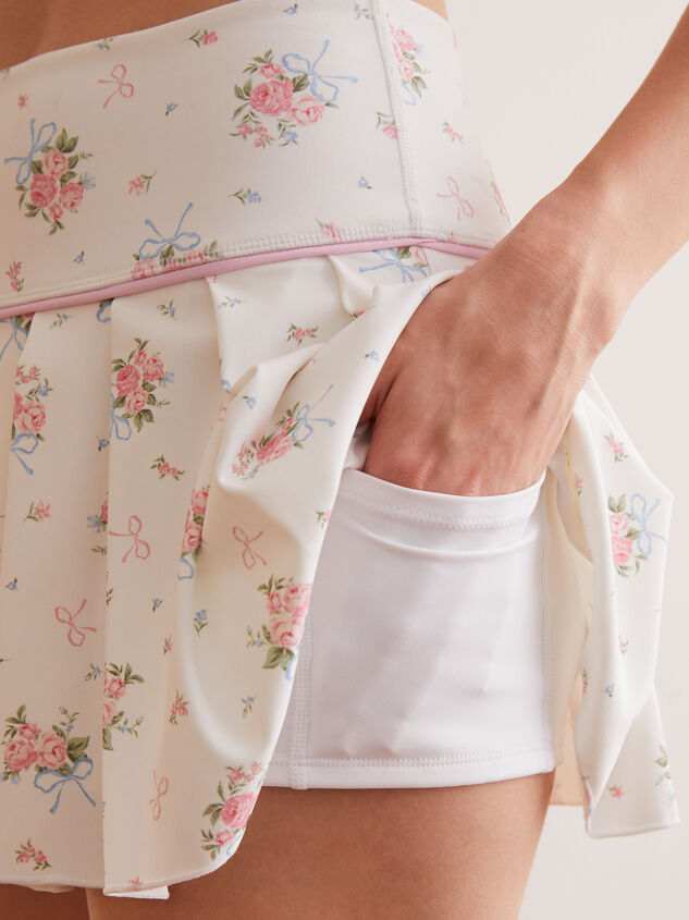 Tiebreak Floral Bow Pleated Skirt Detail 7 - TULLABEE