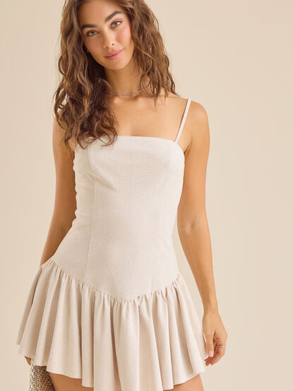 Lyvia Suede Drop Waist Mini Dress - TULLABEE