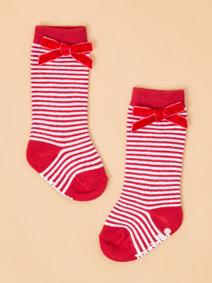 Candy Cane Stripe Socks by Mud Pie - TULLABEE