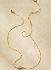 18K Gold Blue Cross Necklace Detail 2 - TULLABEE