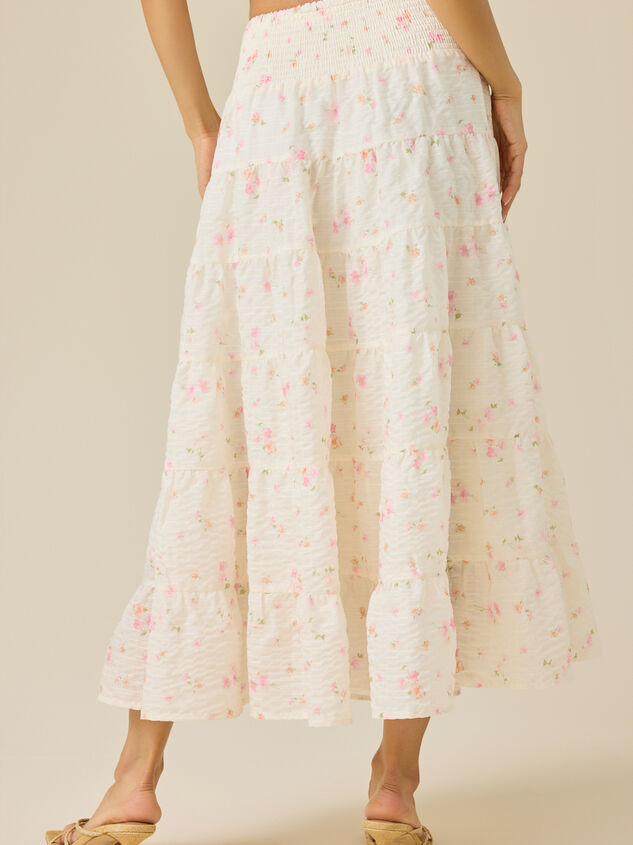 Primrose Tiered Floral Midi Skirt Detail 5 - TULLABEE