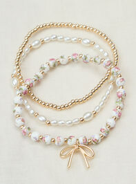 Painted Beads and Bow Bracelet Set Detail 2 - TULLABEE