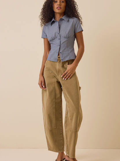 Penelope Stripe Button Up Top - TULLABEE