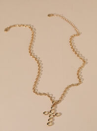 Round Cross Charm Necklace Detail 2 - TULLABEE