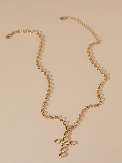 Round Cross Charm Necklace - TULLABEE