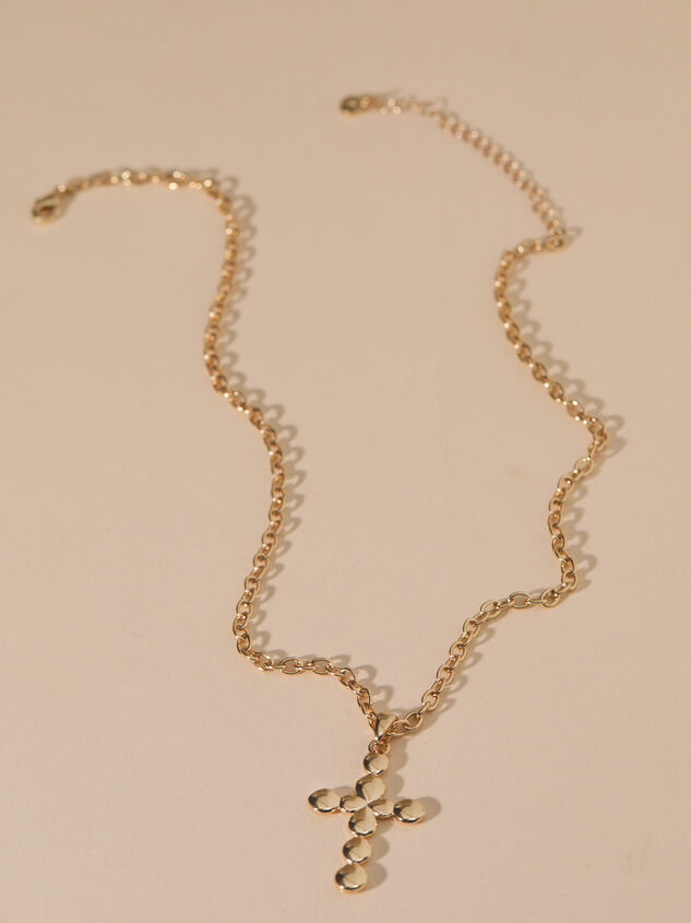 Round Cross Charm Necklace Detail 2 - TULLABEE