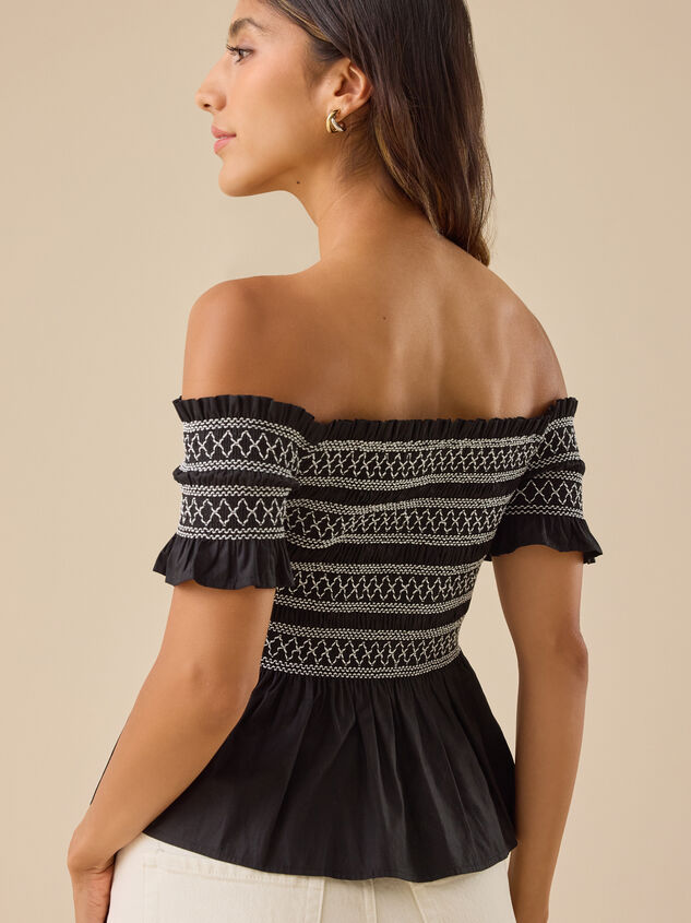 Norma Off-Shoulder Smocked Top Detail 4 - TULLABEE