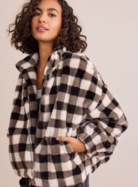 Sideline Gingham Fur Jacket Detail 4 - TULLABEE