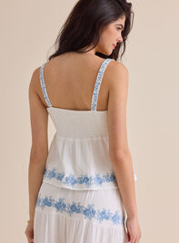 Addy Tie Front Embroidered Tank Detail 5 - TULLABEE