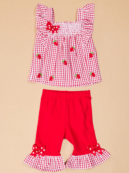 Monica Strawberry Top and Pant Baby Set - TULLABEE