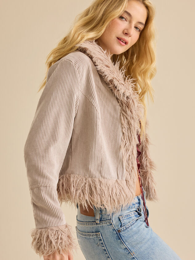 Pamela Fur Trim Jacket Detail 4 - TULLABEE