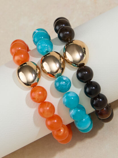 Pippa Gold Stretch Bracelet Stack - TULLABEE