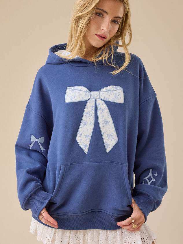 Floral Bow Graphic Hoodie - TULLABEE